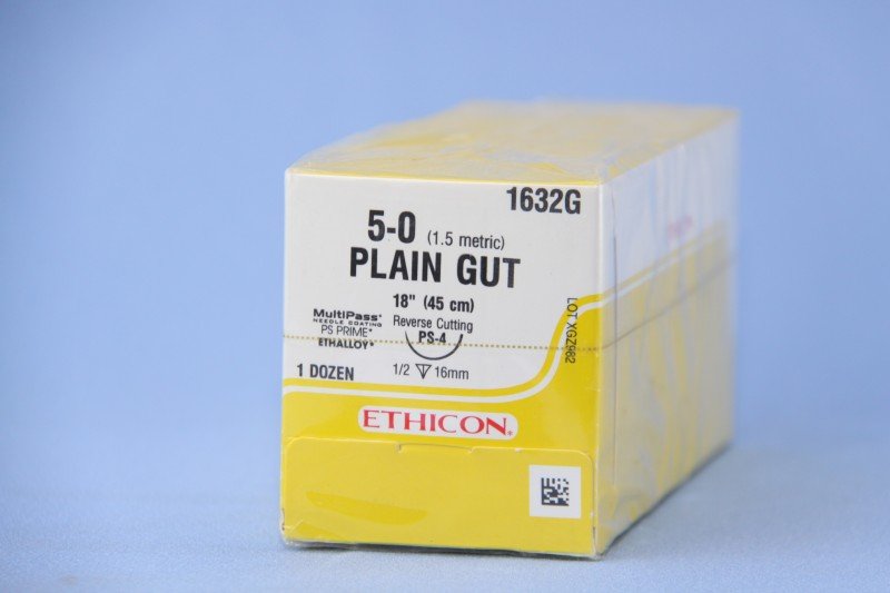 SUTURE #1632G Ethicon 5/0 PLA. GUT PS-4 12/Box