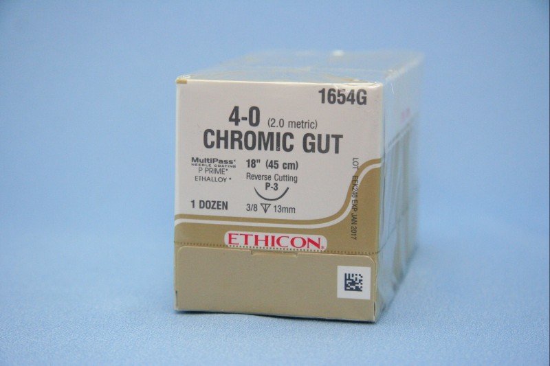 SUTURE #1654G Ethicon 4/0 CHR GUT (12)