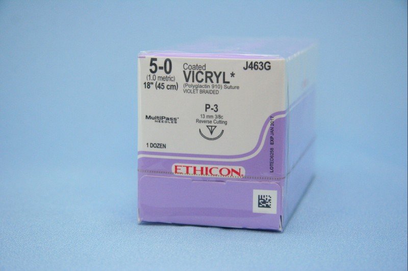 SUTURE #J463G Ethicon 5/0 NonCoated Vicryl P-3 12