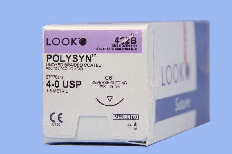 SUTURE LOOK 422B Undyed BR PGA 4-O 27" C6 Bx/12