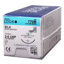 SUTURE LOOK 770B 2/O SILK Blk. C8( ) 18" Bx/12