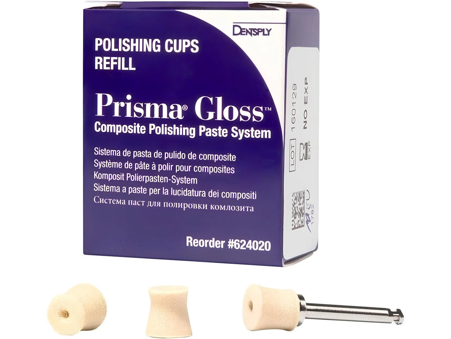 PRISMA GLOSS POLISHING CUPS REFILL (100) + MANDREL (1) #624020 (DENTSPLY)