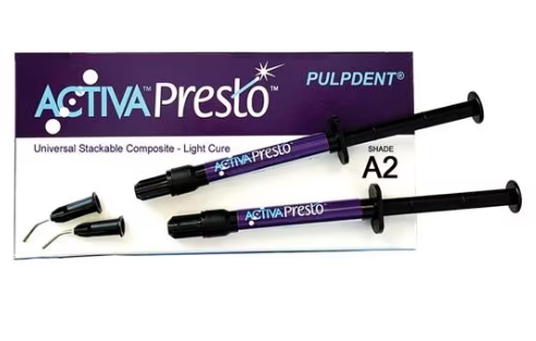 🎁 Pulpdent ACTIVA Presto #VPF1A2Composite A2 1.2ml/2gm syr+ 20 tips Refill Kit 2/Package (100% off)