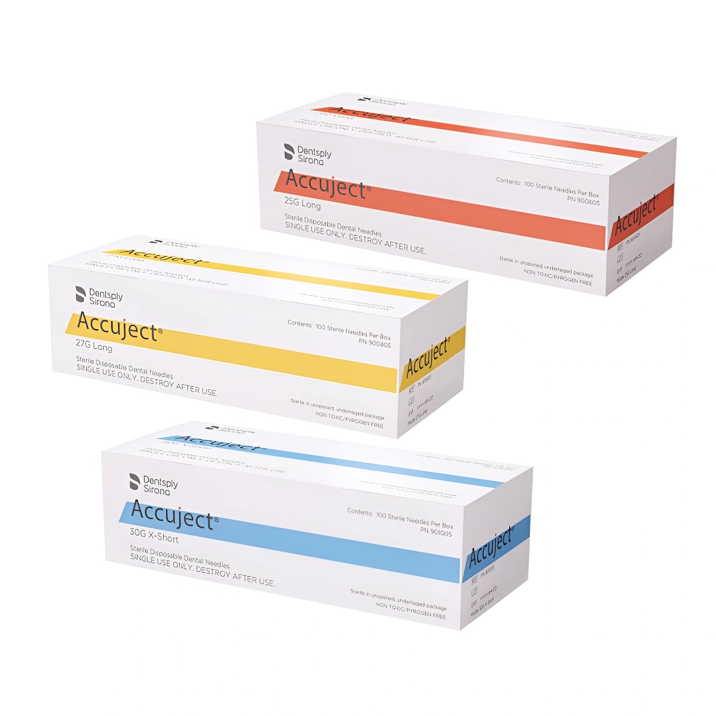 ACCUJECT NEEDLES 25G/27G/30G X Short / Short / Long 100 (DENTSPLY)