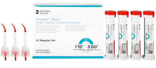 AQUASIL Ultra+ Smart Wetting Impression Material LV RS 4x50ml Cart.+12Tips #678671 (DENTSPLY)