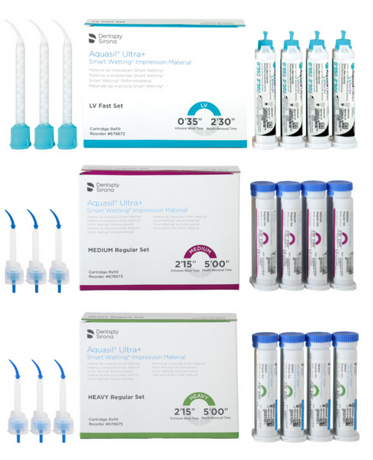 DENTSPLY AQUASIL ULTRA+ SMART WETTING IMPRESSION MATERIAL 4x50ml+12 tips