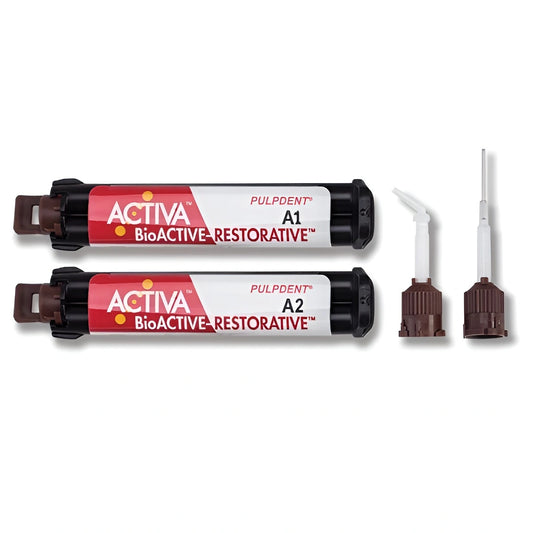 ACTIVA BioACTIVE-RESTORATIVE Value Refill 2 x 5ml/8gm Syringe + 40 automix tips with bendable 20 gauge metal cannula