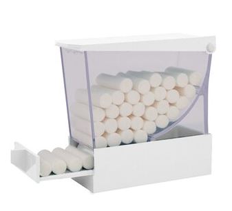 COTTON ROLLS DELUXE DISPENSER (MEDISCO) WHITE