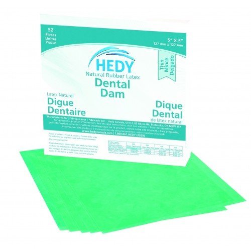 DENTAL DAM 5"x5" GREEN THIN   (52) Hedy #310DG-5T