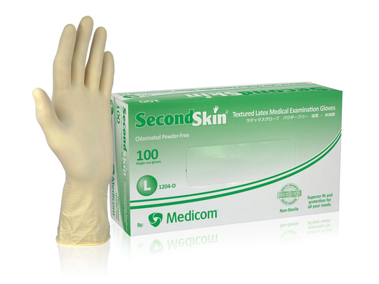 SECOND SKIN POWDERED XL 100 Latex Gloves #1205E (MEDICOM)