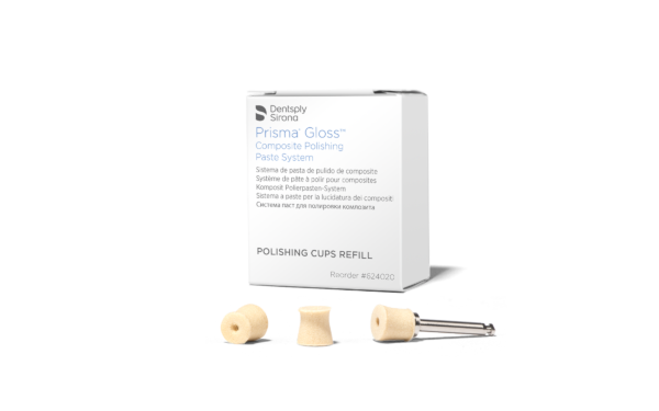 PRISMA GLOSS POLISHING CUPS REFILL (100) + MANDREL (1) #624020 (DENTSPLY)