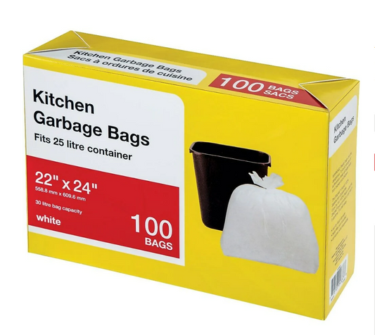 GARBAGE BAGS White 24"x22" Reg. Bx-100