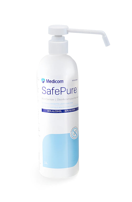 MEDICOM SAFEPURE 80% LIQUID HAND SANITIZER 1L. BOTTLE W/ SPRAY PUMP