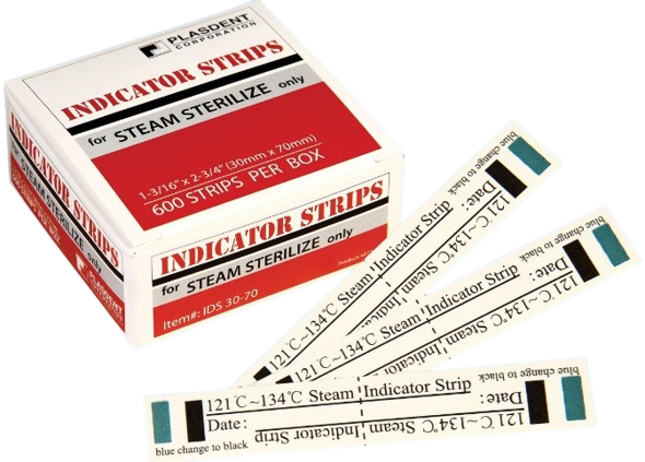 INDICATOR STRIPS \Steam  Sterilize (600) strips 30mm x 70mm (Plasdent) #IDS30-70