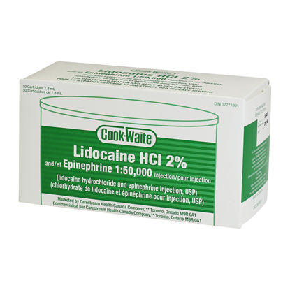 LIDOCAINE 2% GREEN (Cook Waite) 1:50000 50x1.8ml Cart