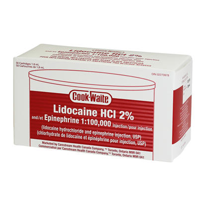 LIDOCAINE 2% RED (Cook Waite) 1:100000 50x1.8ml