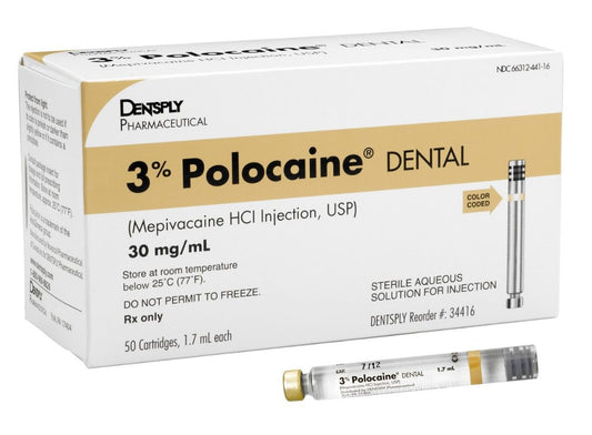 POLOCAINE 3% Plain Bx 50x1.8ml Glass carp. #63315-1 (DENTSPLY)