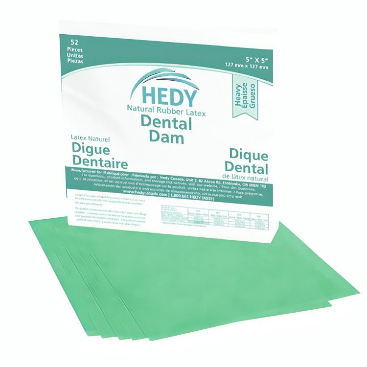 DENTAL DAM 5"x5" GREEN THIN   (52) Hedy #310DG-5T