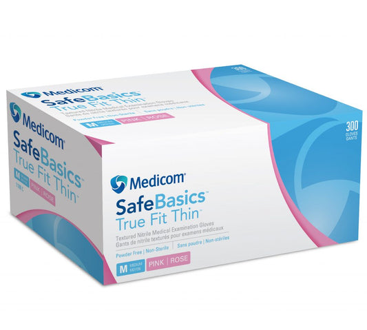 SAFEBASICS True Fit Thin Nitrile Pink PF (300) (MEDICOM)