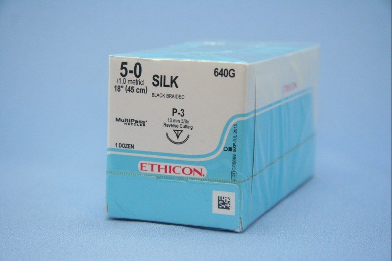 SUTURE  #640G Ethicon 5/0 Silk Blk. P-3 Bx 12 18"