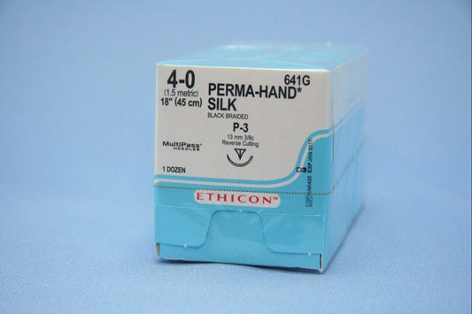 SUTURE  #641G Ethicon 4/0 Silk Blk. P-3 Bx 12