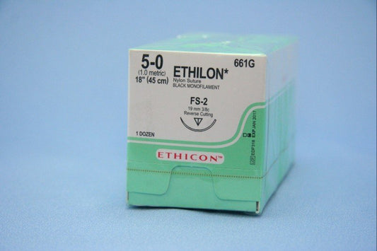 SUTURE  #661G Ethilon Mono 5/0 FS-2 Black  18"  Bx 12