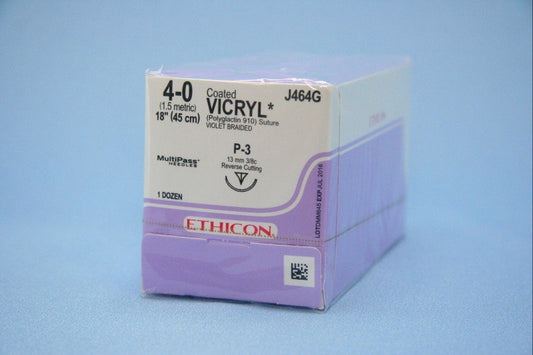 SUTURE  #J464G Ethicon 4/0 NonCoated Vicryl P-3