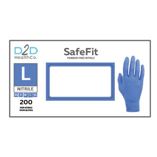 D2D SafeFit Latex-free & Powder-free Nitrile Gloves – Violet Blue-Sold by the Case (10 boxes)