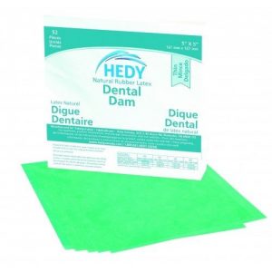 DENTAL DAM 5″x5″ GREEN THIN   (52) Hedy #310DG-5T