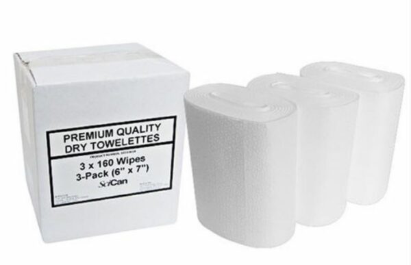 Scican, OPTIM 33TB, Wipes, Dry, Refill, 6″ X 7″, 480 (3 X 160) Sheets/Box